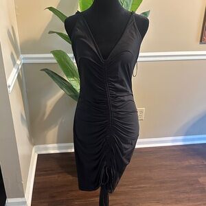 Elegant Black Ruched Dress